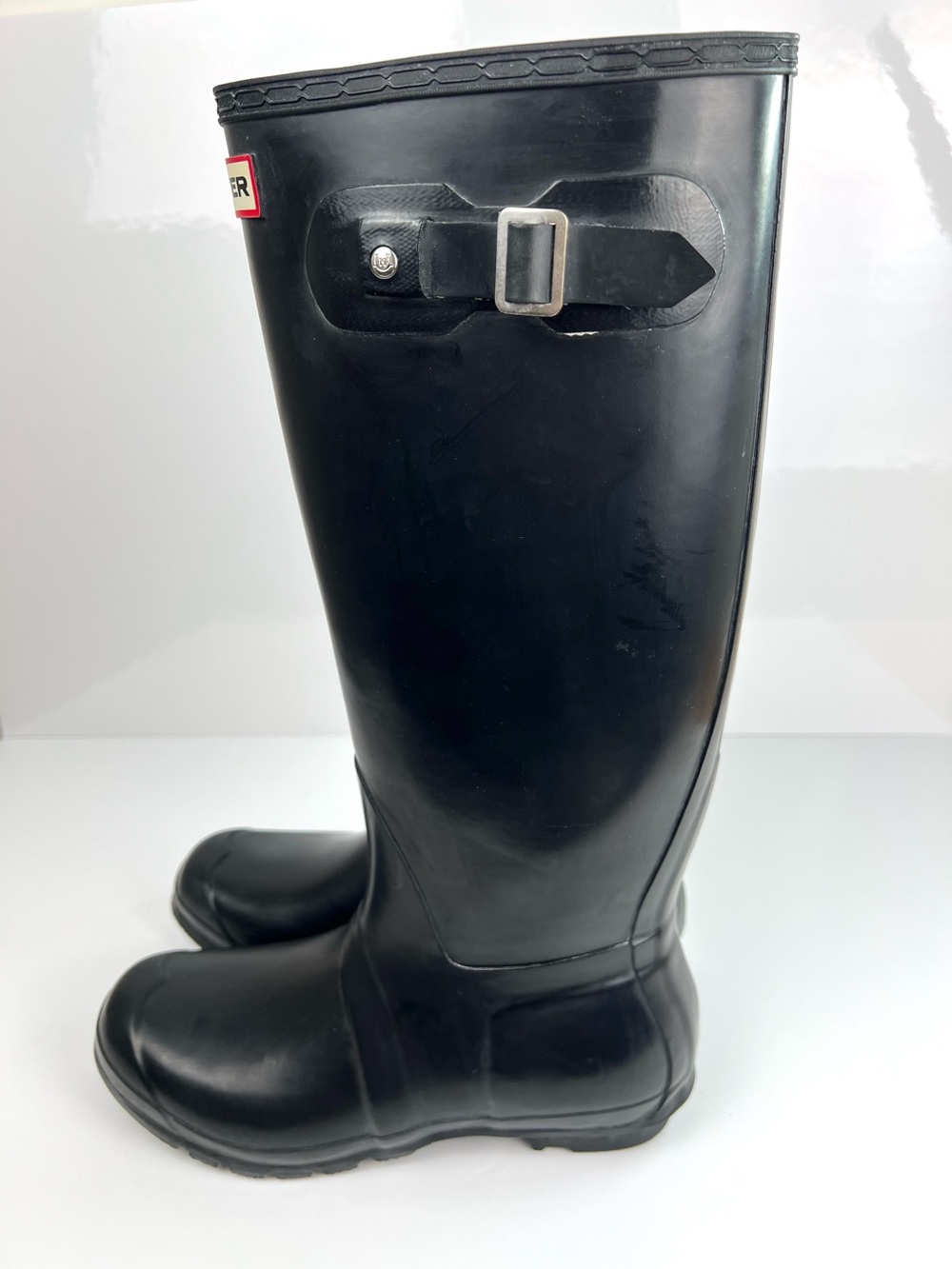 Hunter Black Tall Gloss Rain Boots - Picture 4 of 13